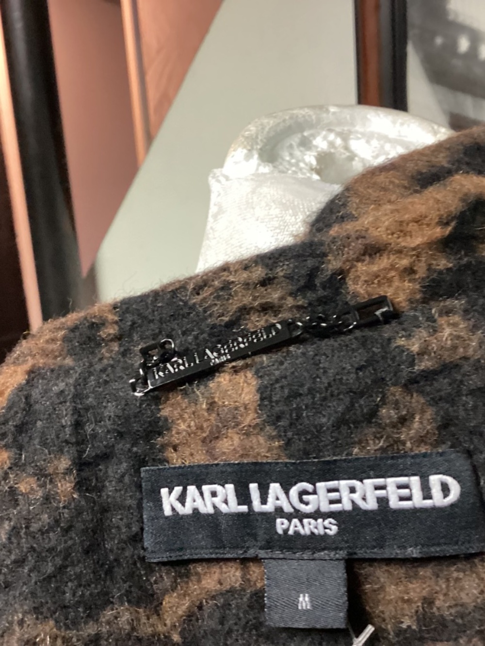 Karl Lagerfeld WOOLblend dark leopard coat, very unique, gorgeous Paris medium - Picture 3 of 12